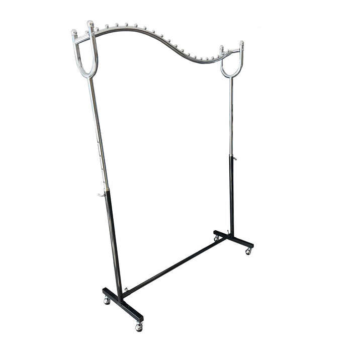 Wave-top Garment Rail - Black/Chrome - Height Adjustable