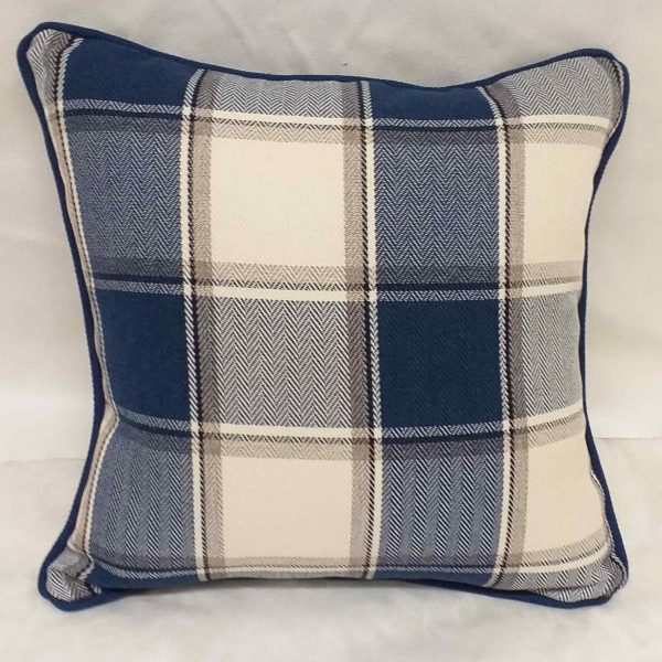 Navy Denim Check Scatter Cushions / Cover 16 to 24 inches