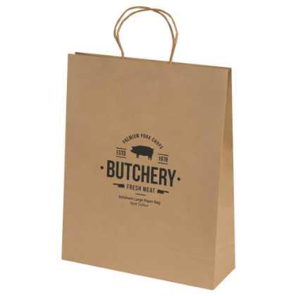 Bags - Ashdown Large Paper Gift Bag with Twisted Handles - Kraft - 150GSM