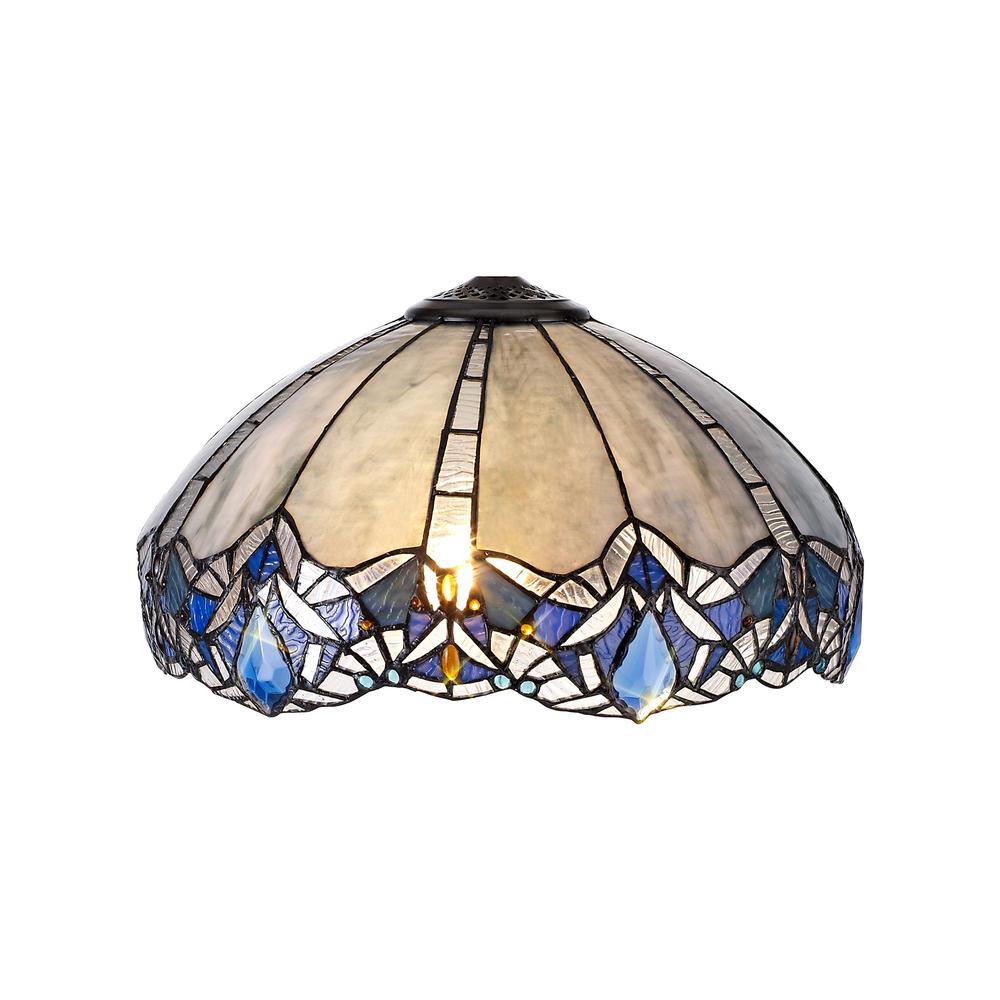 Luxuria Axis Tiffany 40cm Shade Only Suitable For Pendant/Ceiling/Table Lamp Blue/Clear Crystal