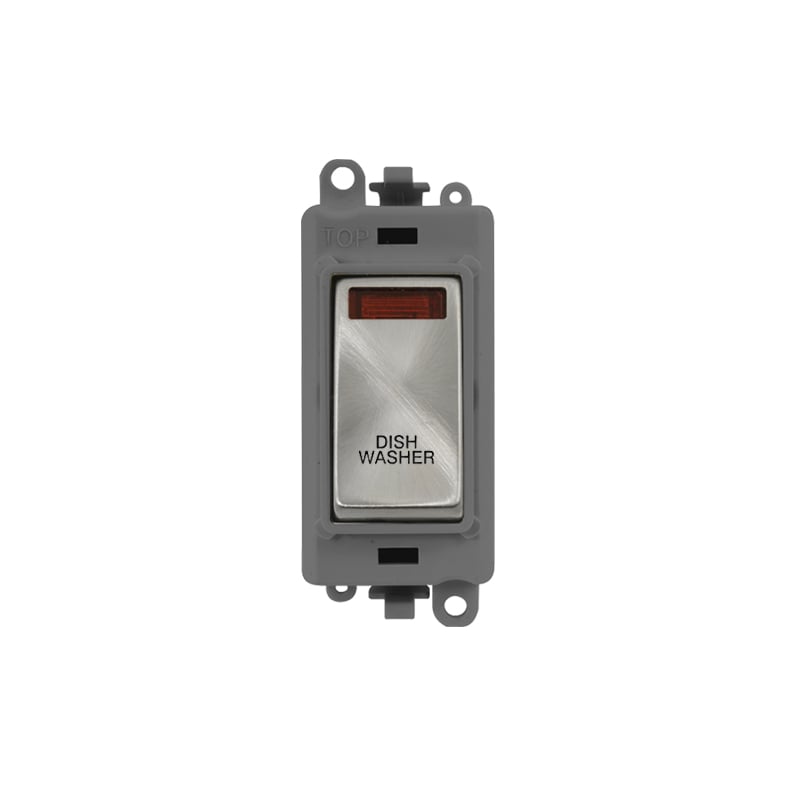 Click GridPro 20AX Satin Chrome DP Switch Module with Neon Dishwasher Insert Grey