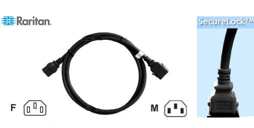 SLC14C13-1.0M-6PK 1.0 Mtr Raritan SecureLock locking cable, Black C13-C14 16AWG 1 x IEC C-14 1 x IEC C-13 ( Pack of 6 cables )