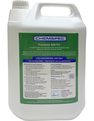 Stockists Of Formula 429 FC (5L) For Professional Cleaners