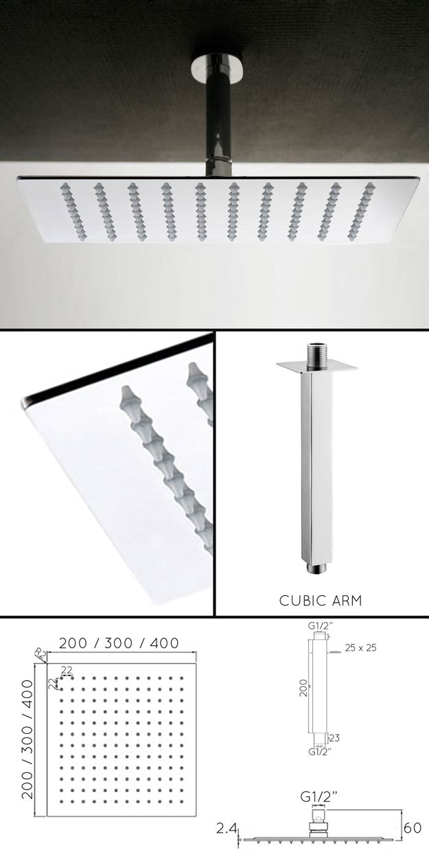 Large Square Shower Head for Ceiling Mounting (77V)