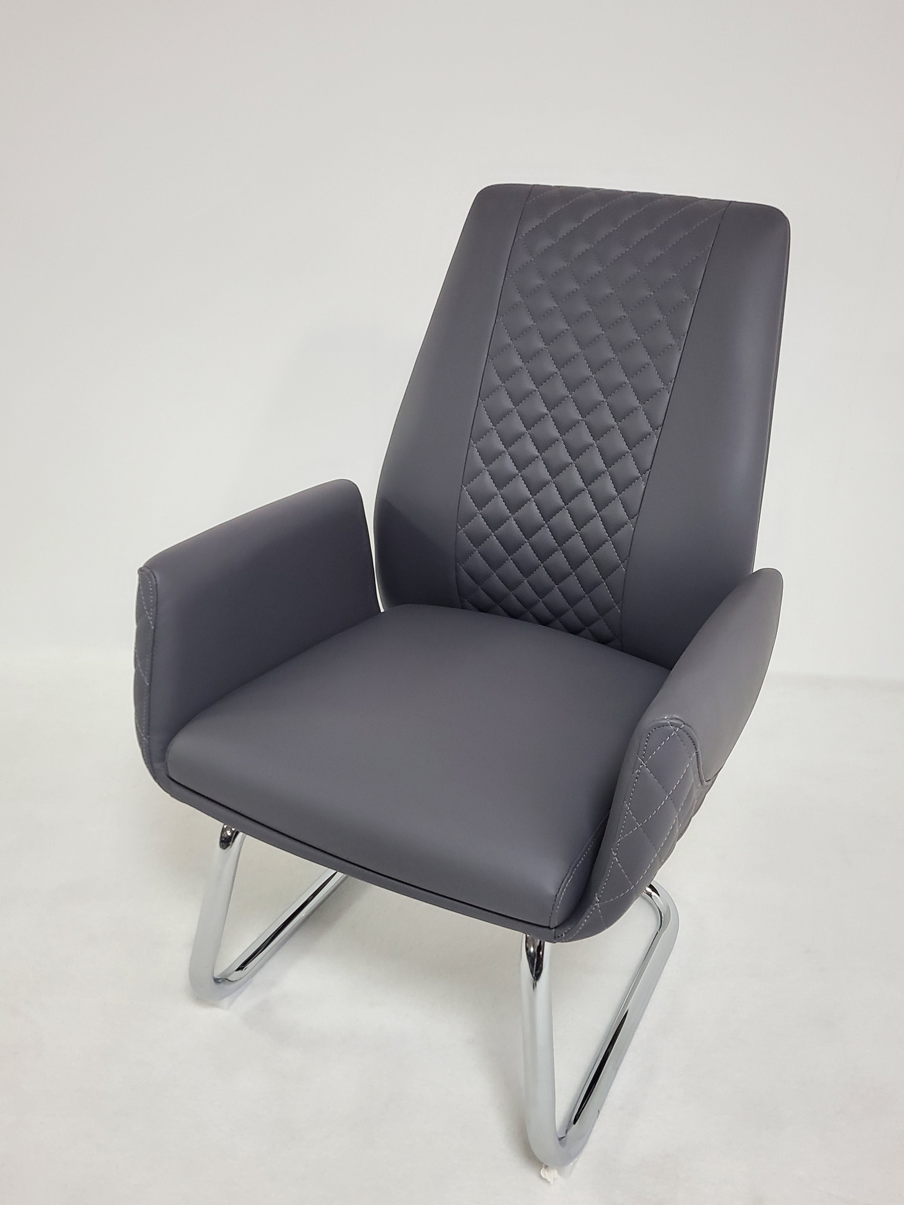 Providers Of Modern Grey Leather Meeting Room Chair - DL205C Near Me