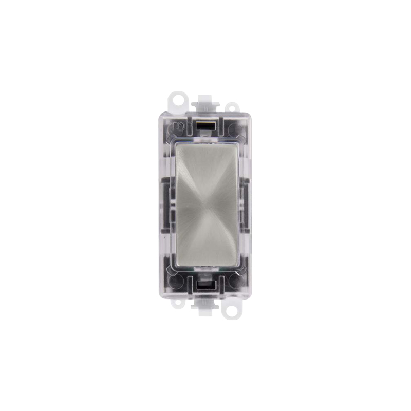 Click GridPro Satin Chrome Transparent Illuminated Blank Module Insert Green LED