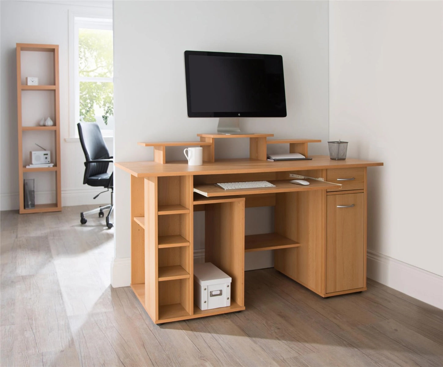 San Diego Home Office Desk - Beech, Walnut or White Option UK