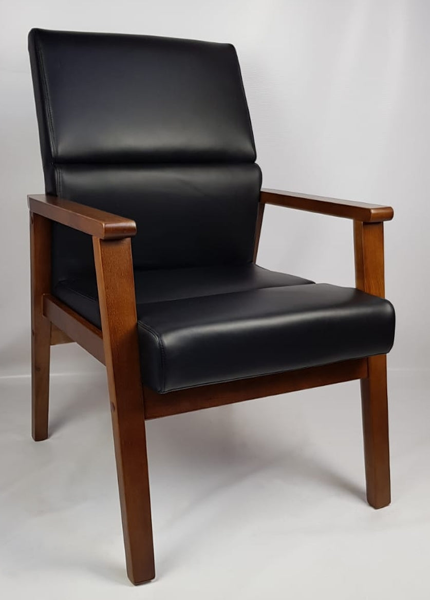 Providers Of Black Leather Solid Wood Frame Executive Visitor Chair - HB-1819C Near Me