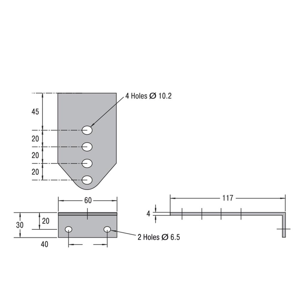 GP10 Mounted Post Bracketfor GSG 22 Gate Gas Closer