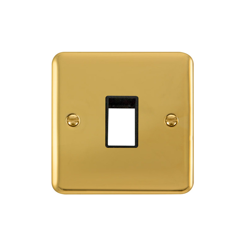 Click Deco Plus MiniGrid 1 Aperture Face Plate Polished Brass Black Inserts