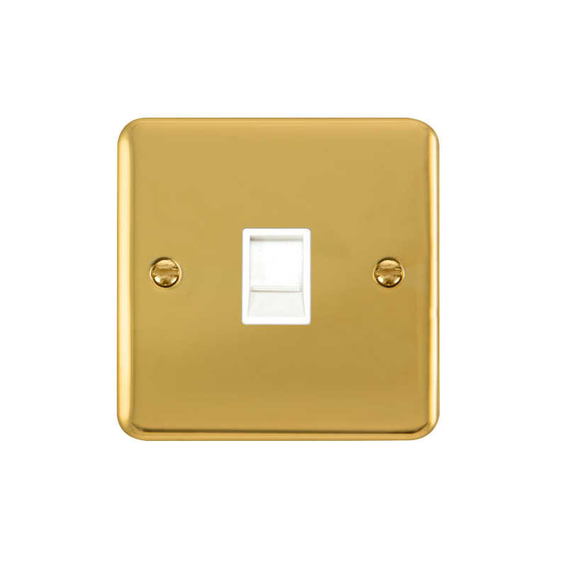 Click Deco Plus Single RJ11 (Irish/US) Outlett Polished Brass White Inserts