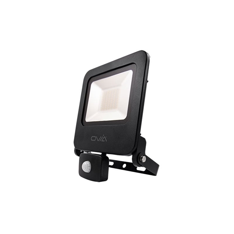 Click Ovia 50W LED Floodlight With PIR IP44 4000K Black