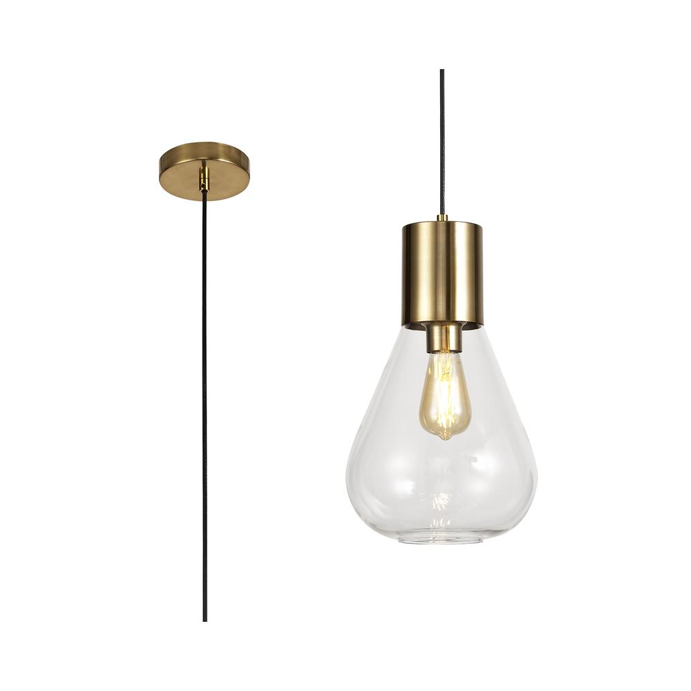 Luxuria Nexus 23cm Narrow Pendant Light E27 Aged Brass/Clear Glass