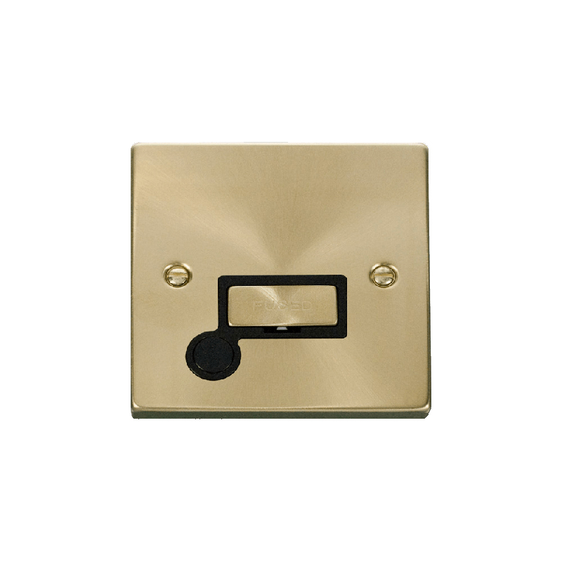 Click Deco 13A Fused 'Ingot' Connection Unit With Flex Outlet Satin Brass Insert Black