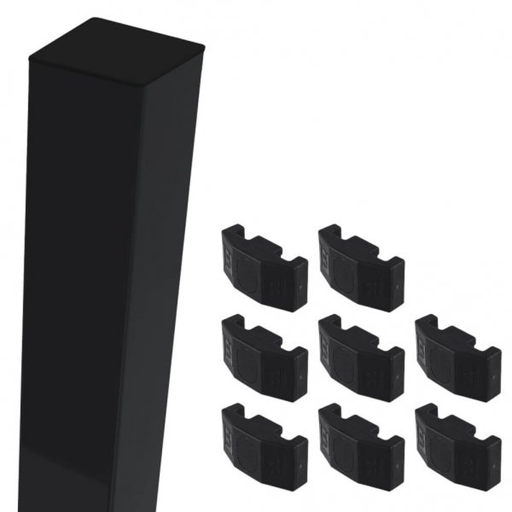 Black Corner Post For 1.2m High Fence With Fixings (1.8m Overall Length)