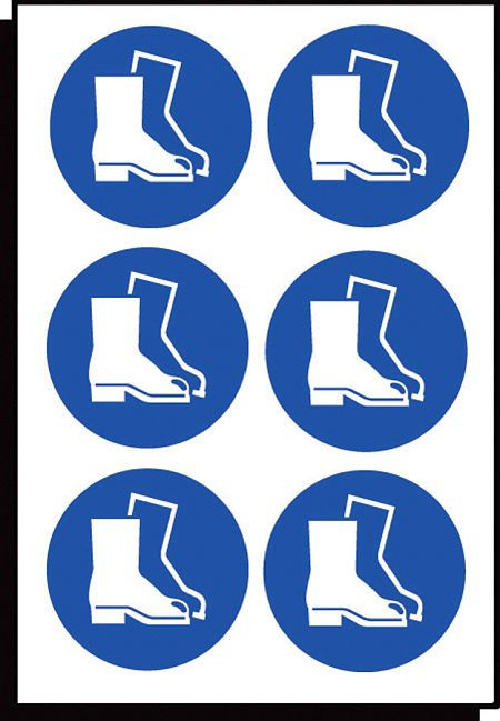 Safety boots symbol 100mm dia - sheet of 6