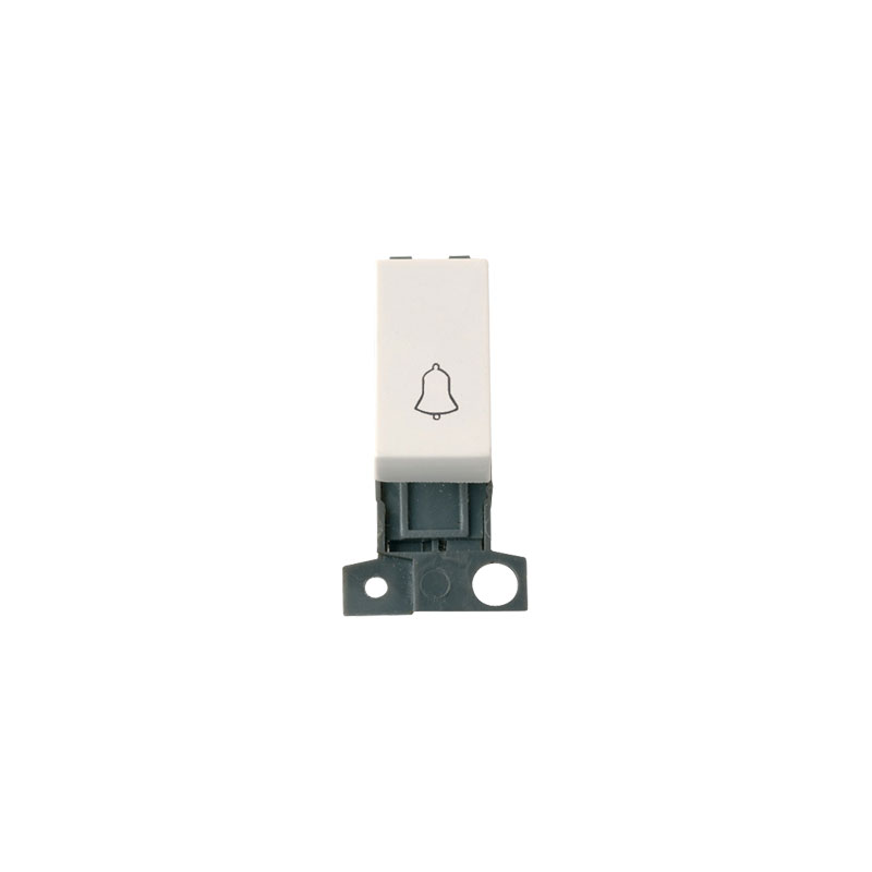 Click MiniGrid 10AX 1 Way Retractive Bell Switch Module Polar White