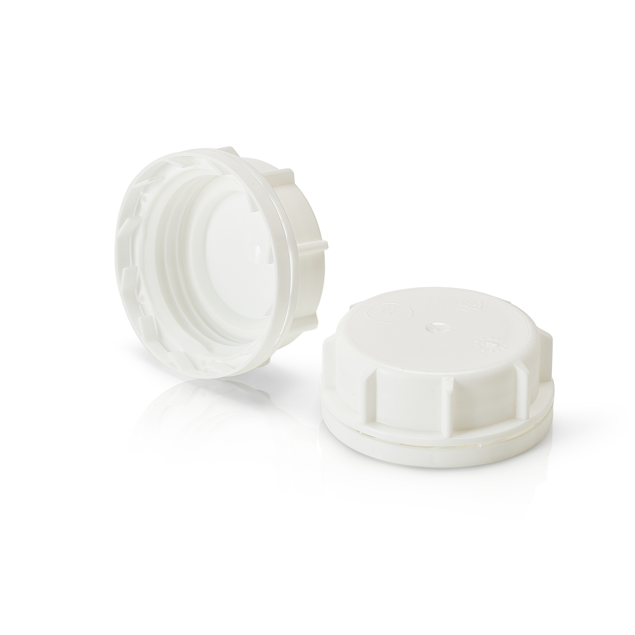 DIN/51 White Tamper Evident Cap - Ribbed