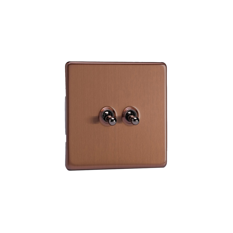 Varilight Urban 2G 10A Intermediate Toggle Switch Brushed Bronze Screw Less Plate