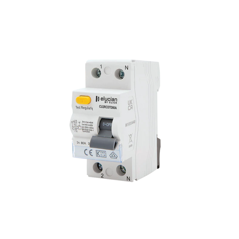 Click Elucian 2 Pole A Class 80A 100mA Time Delay RCD