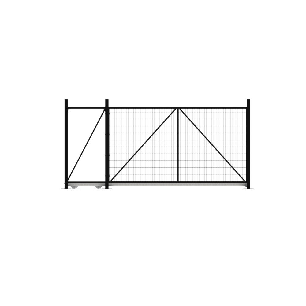 Cantilever Sliding Mesh Gate - 2.4H x 4mBlack With Track & Accessories - LH Open
