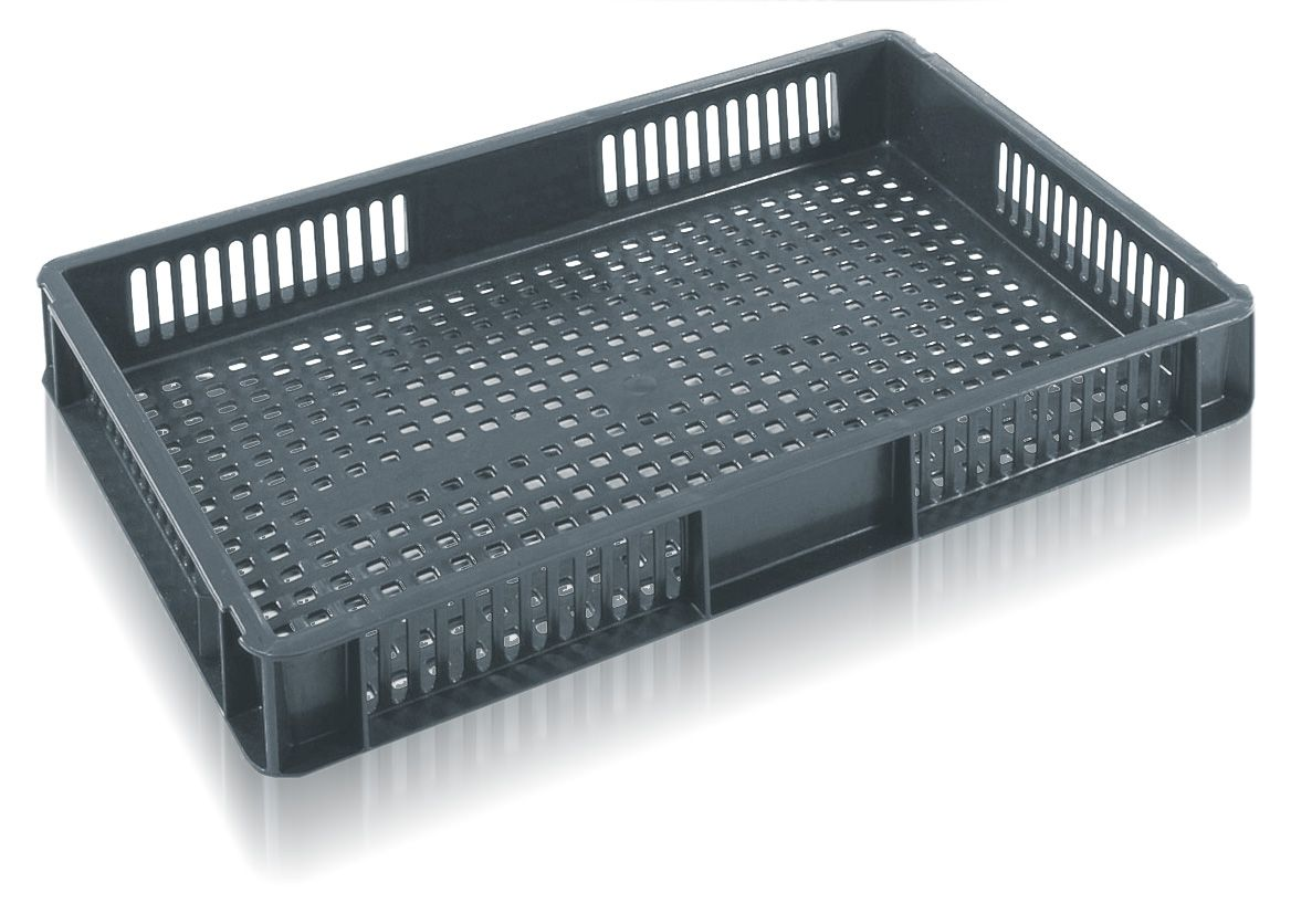 UK Suppliers Of 600x400x250 Bale Arm Crate Black 44Ltr - Packs of 7 For Food Processing Sector