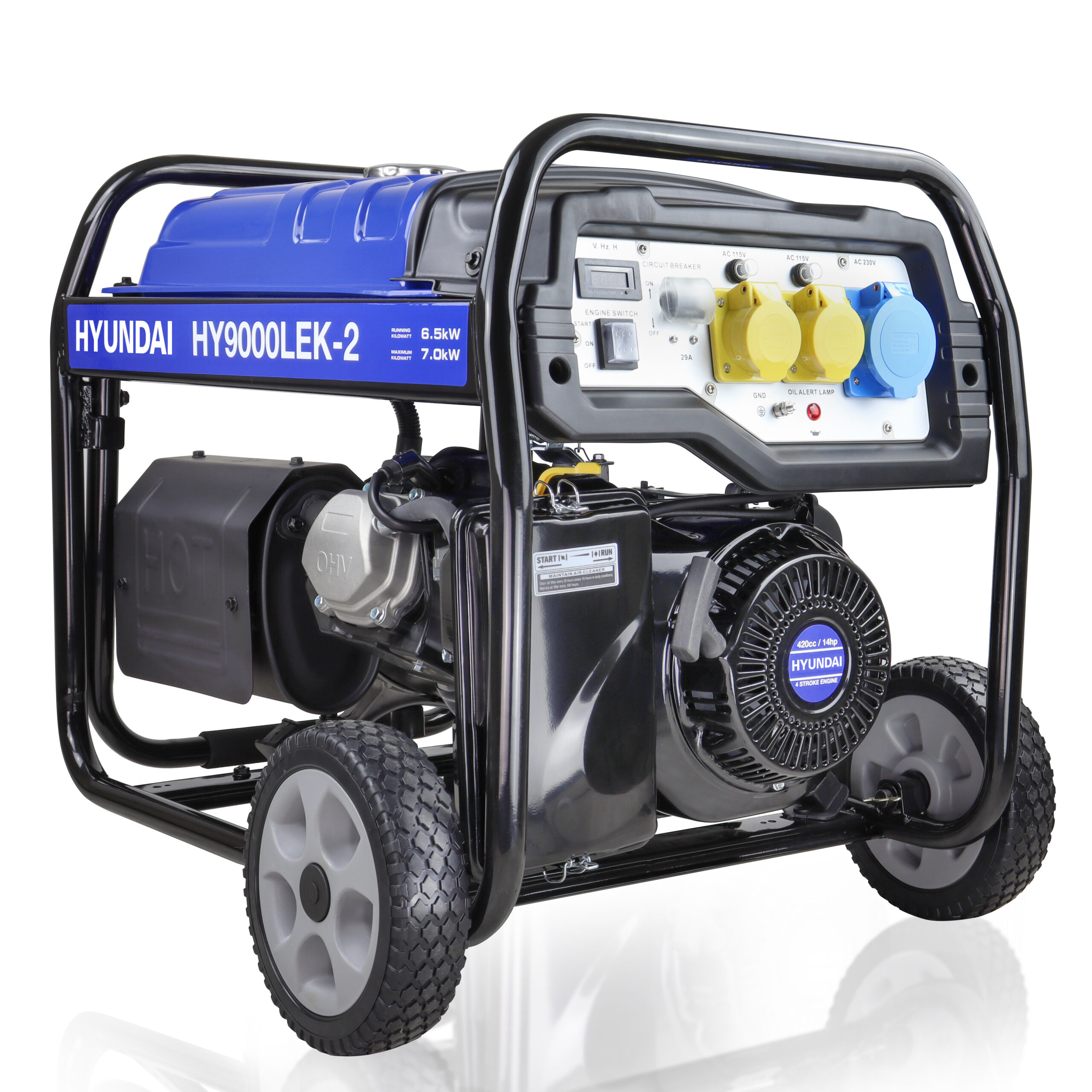 Hyundai HY9000LEk-2 Petrol Generator 7kW / 8.75kVa* Recoil & Electric Start