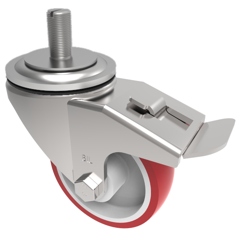 Polyurethane on Nylon Stem Swivel Castor Brake 100mm 250kg Load