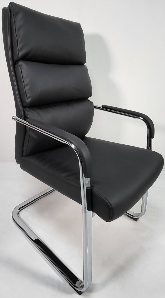 High Back Soft Pad Black Leather Visitor Chair - HB-210C