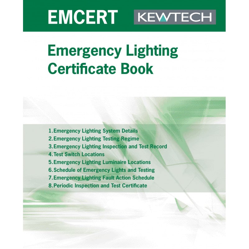 Kewtech Emergency Lighting Certificate Book