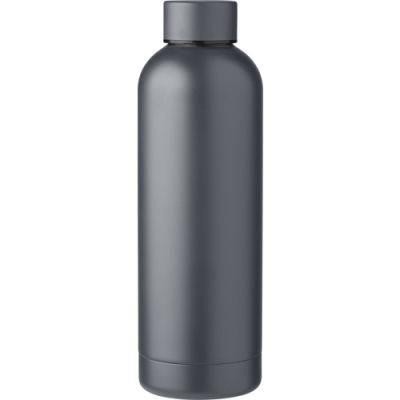 THE ALASIA - RECYCLED STAINLESS STEEL METAL DOUBLE WALLED BOTTLE (500ML) in Grey.