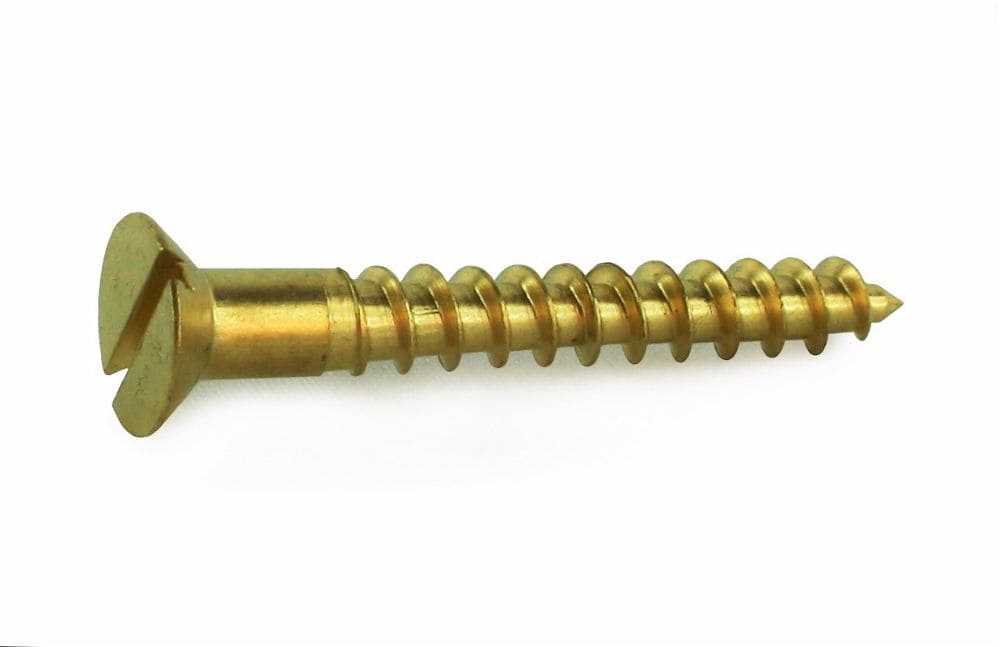 12 x 1 1/4 Brass Slot Countersunk Wood Screws