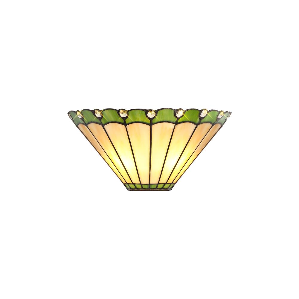 Luxuria Sleek Tiffany Wall Light 2xE14 Green/Cream/Crystal