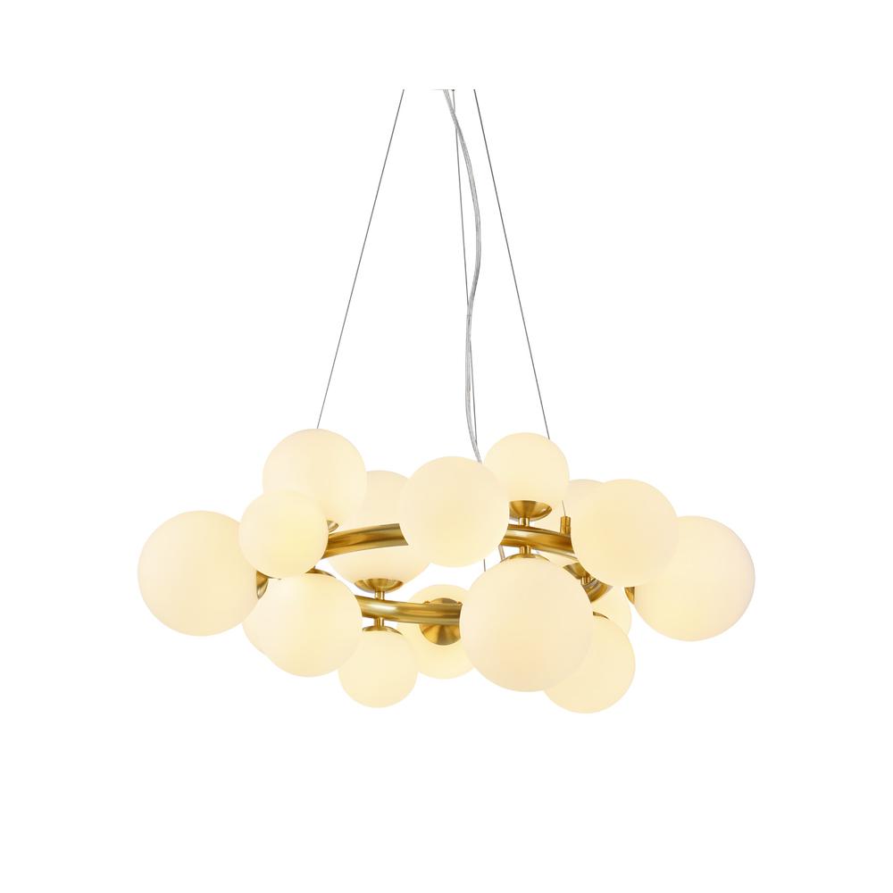 Luxuria Thorne 70cm Circular Pendant 16xG9 Satin Gold Opal Glass