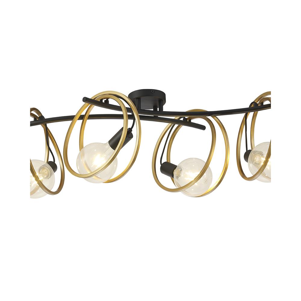 Luxuria Nook Double Ring Ceiling Flush 4 Light E27 Matt Black / Painted Gold