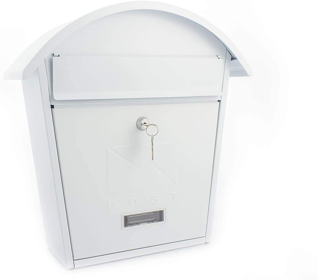 Burg-Wächter MB06 Classic 2 Wall Mounted Galvanised Steel Post Box White
