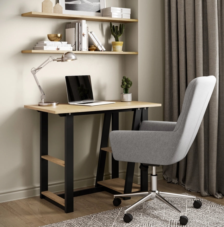 Penzance Oak & Black Home Office Desk UK