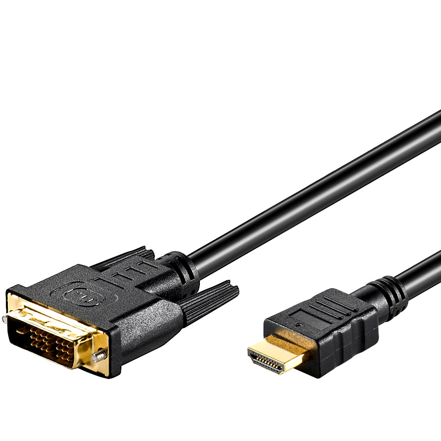 DVI-D to HDMI Lead 10.2Gbps Gold Plated Male-Male Black (L)1Mtr