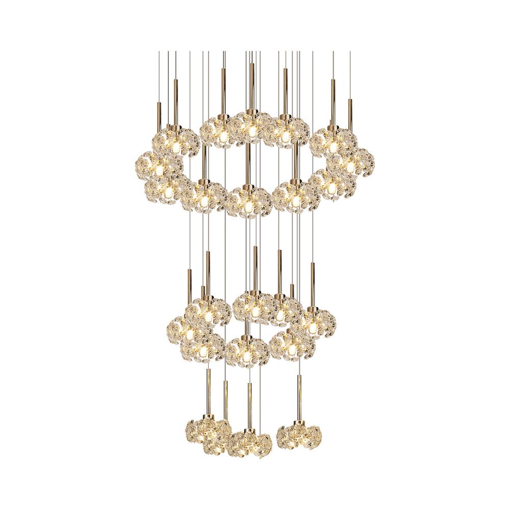 Luxuria Paramount 92cm 24 Light G9 5m Round Multiple Pendant With French Gold And Crystal Shade