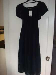 Next " Beachwear" Sleeveless Shoulder Black Dress Lined Polyester (Size 8 ) New