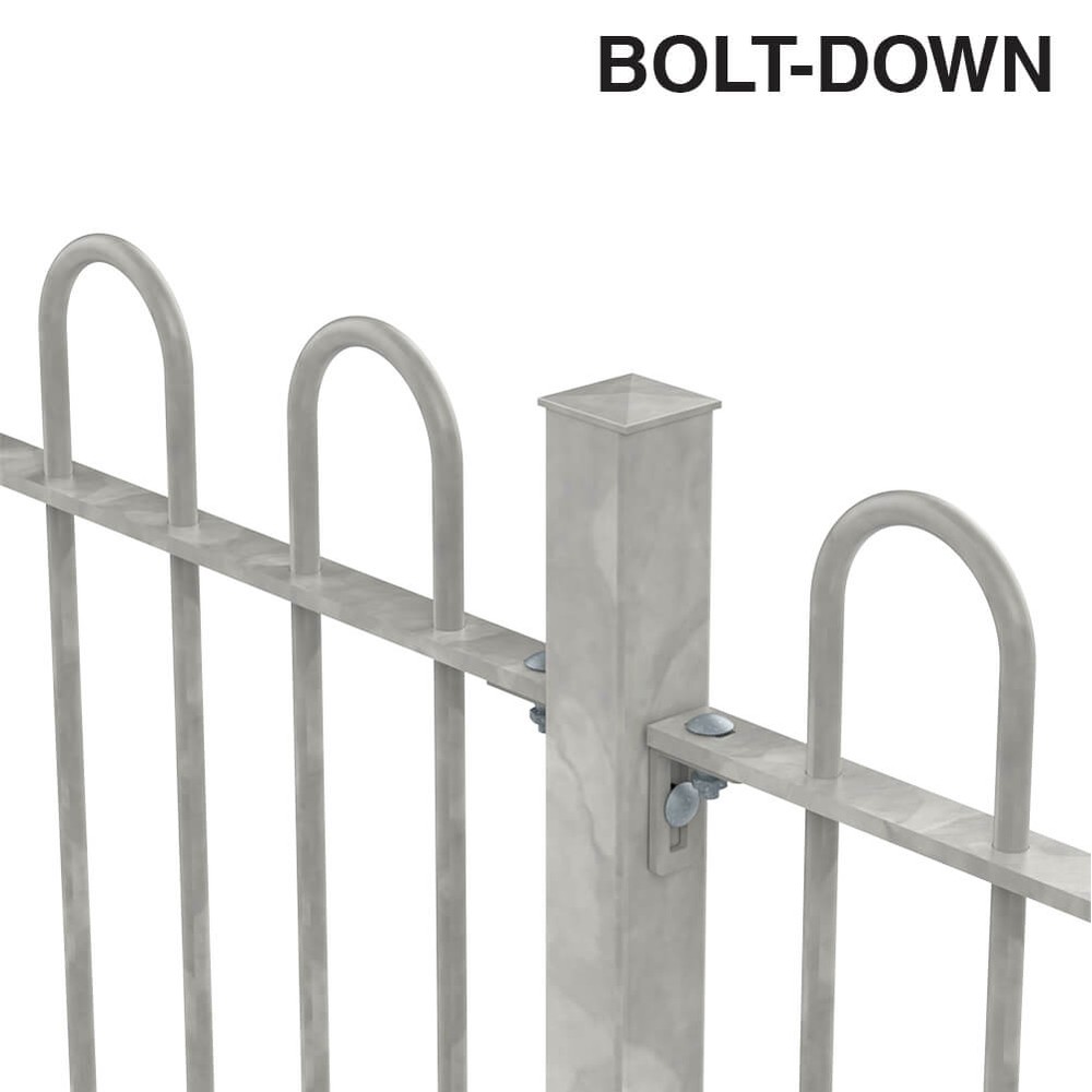 1800mm Bow Top Bolt Down Fence p/m 1800mm x 16mm Bars - Galvanised