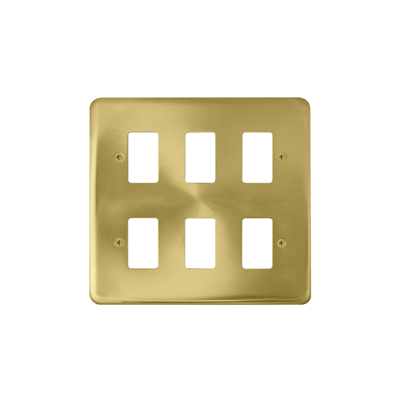 Click Deco Plus 6 Gang GridPro Frontplate Satin Brass