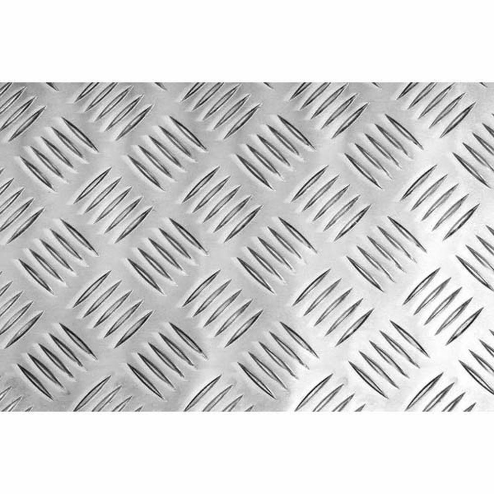 Aluminium Chequer Plate 2500 x 1250x2mm Five Bar Pattern 2mm Base Thickness