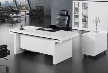 Providers Of Large Gloss White Executive Office Desk with Drawer Pedestal and Side Return - 2000mm, 2200mm, 2400mm - DES-0992 UK