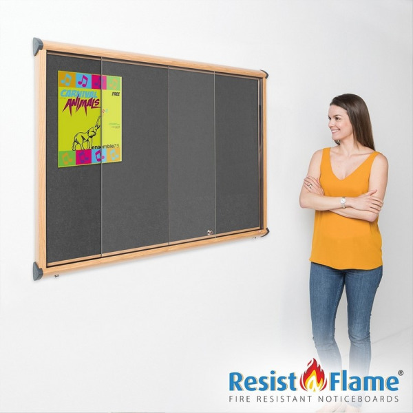 Lockable Sliding Door School Pin Board