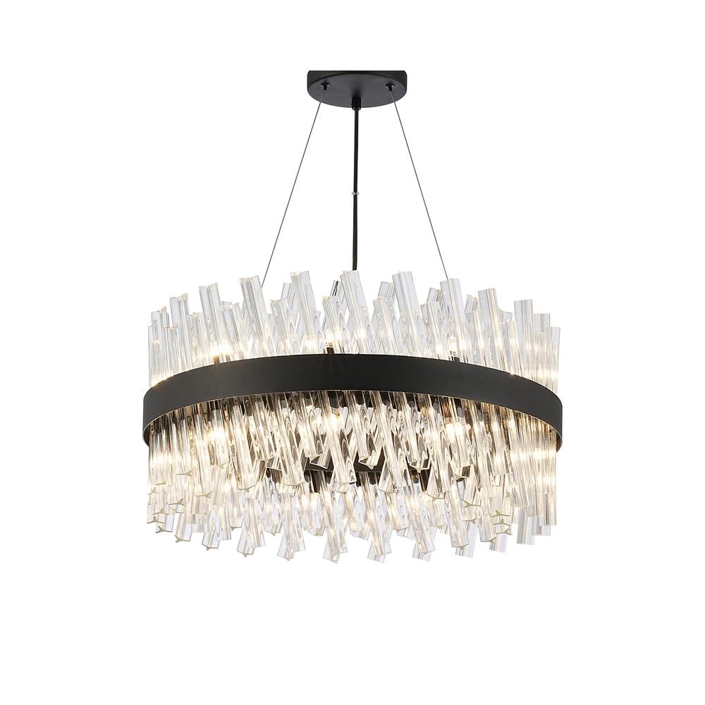 Luxuria Sylph 60cm 18 Light G9 Pendant Round Satin Black / Clear