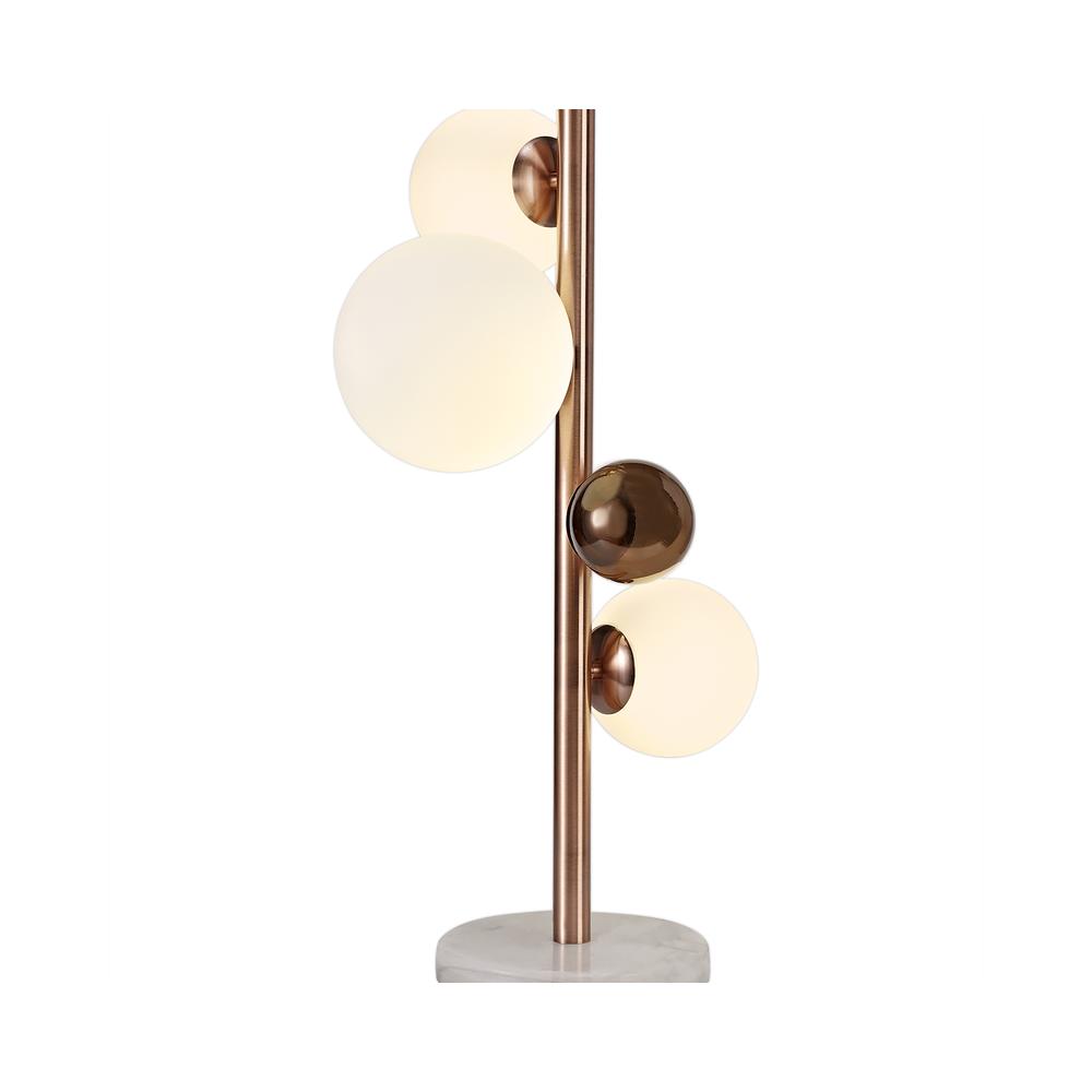 Luxuria Mateo Table Lamp 3xG9 Antique Copper/Opal & Copper Glass With White Marble Base