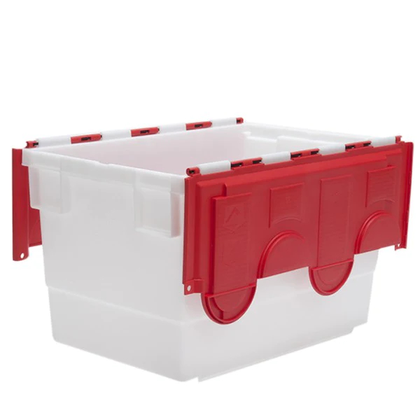 68 Litre Attached Lid Container - Natural Base with Coloured Lid - Red