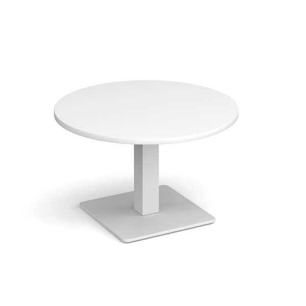 Brescia Circular Coffee Table with White Base - White