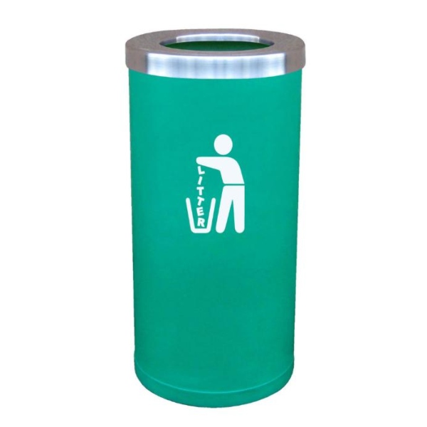 Colonial Litter Bin With Open Top - Dark Green